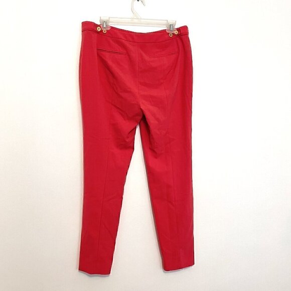 CALVIN KLEIN CK Skinny Highline Pants Coral Pink Red Tapered Leg Cropped Ankle - Picture 11 of 13